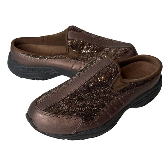 Easy Spirit Traveltime Women’s 6.5 Bronze Leather Comfort Clogs Slip On - Picture 1 of 10